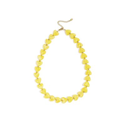 Gele marble hartjes kralenketting Lieve