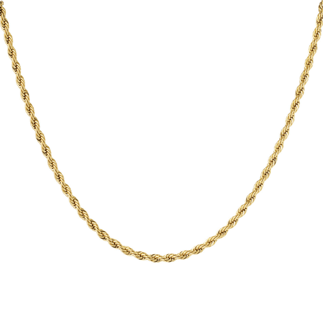 Lange gouden gedraaide ketting S van stainless steel met gedraaide schakel