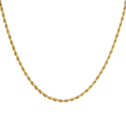 Lange gouden gedraaide ketting S van stainless steel met gedraaide schakel