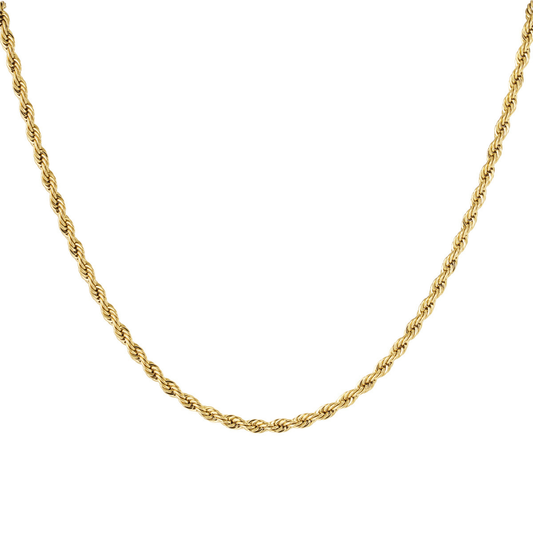 Lange gouden gedraaide ketting S van stainless steel met gedraaide schakel