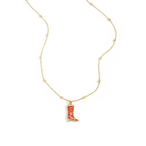 Lange ketting met rode cowboy laars