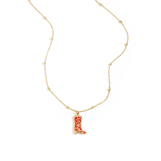 Lange ketting met rode cowboy laars