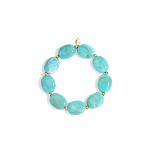 Licht blauwe grote kralen armband