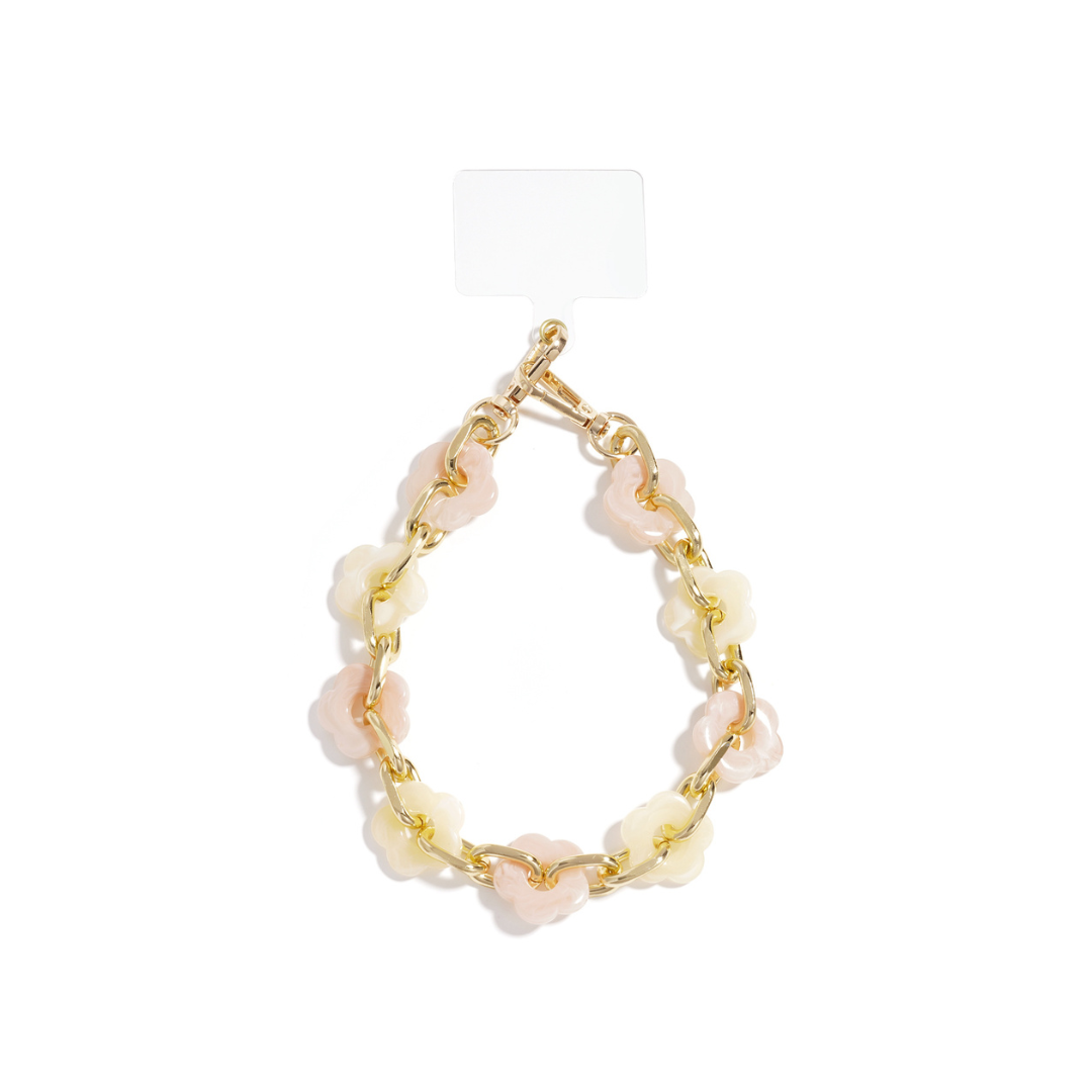 Licht roze geel telefoonkoord gemarmerde bloem