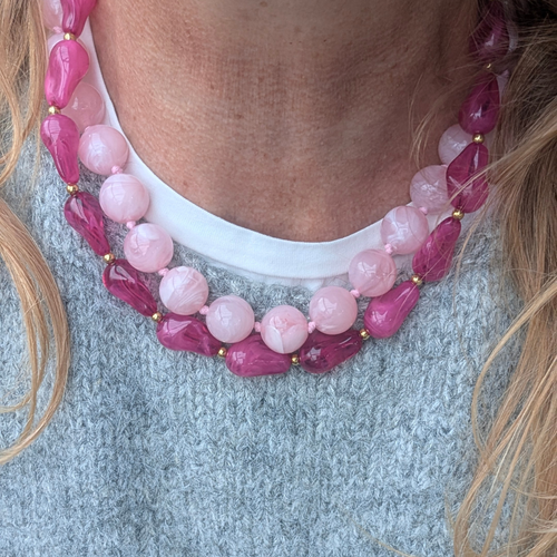 Chunky roze kralenketting