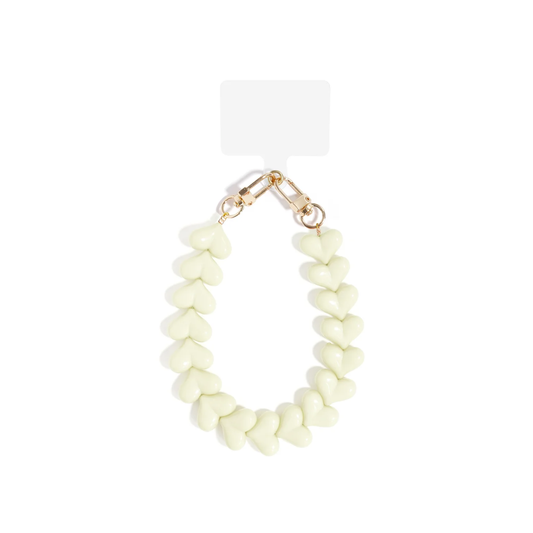 Melkwit gebroken witte hartjes telefoonkoord