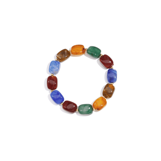 Multicolor kralenarmband met grote gekleurde kralen en goudaccenten – Casa Jadel
