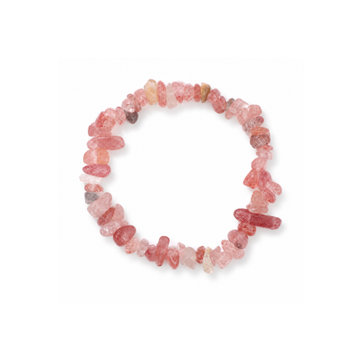 Aardbeienkwarts natuursteen splitkralen armband