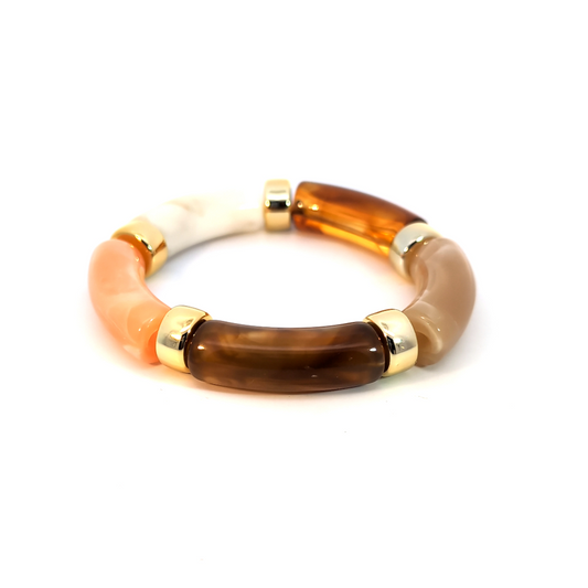Oranje beige bruine gouden gemarmerde tube Parabaya armband