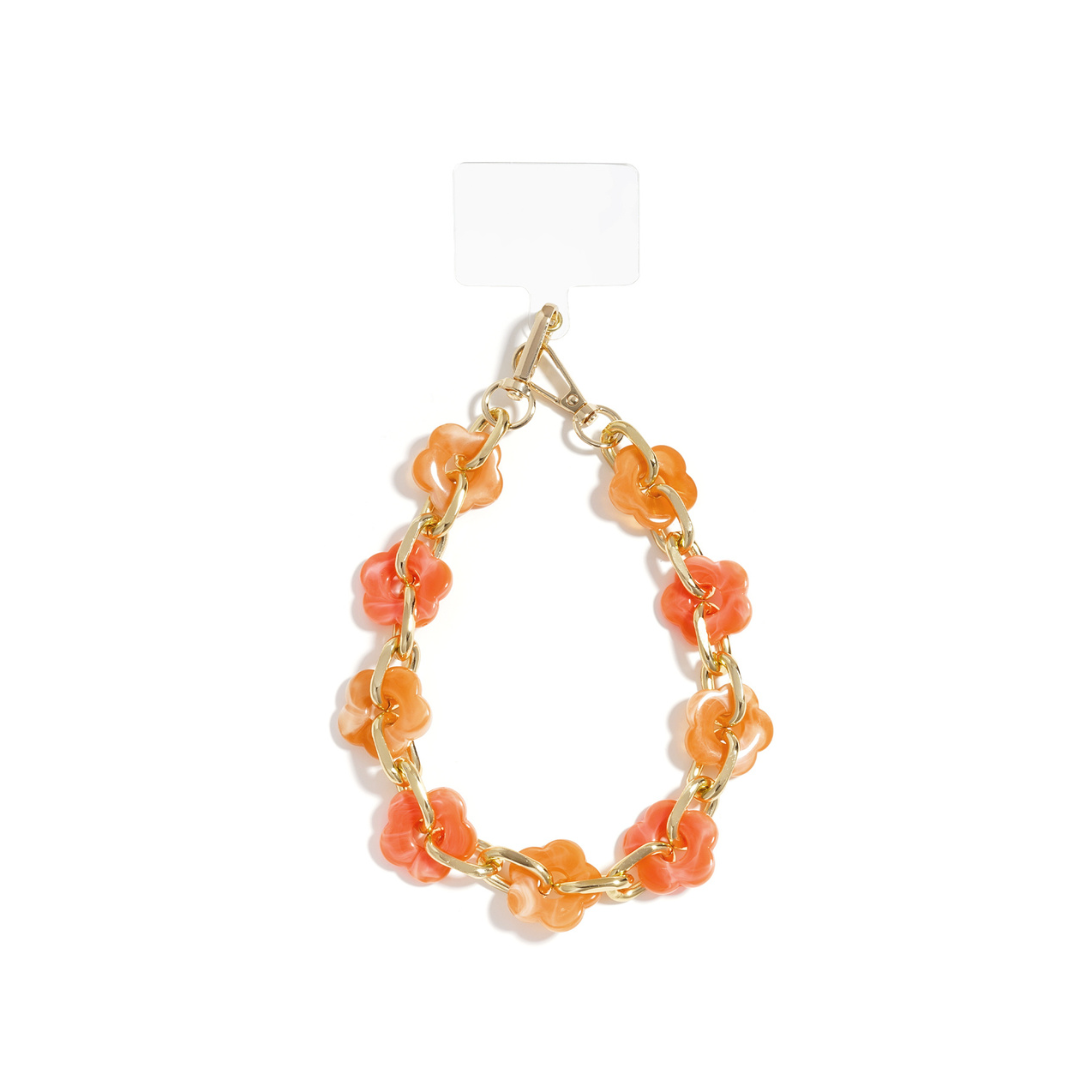 Oranje zalm telefoonkoord gemarmerde bloem