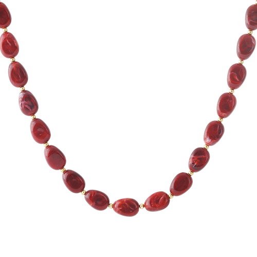 Rode ovale grote kralenketting