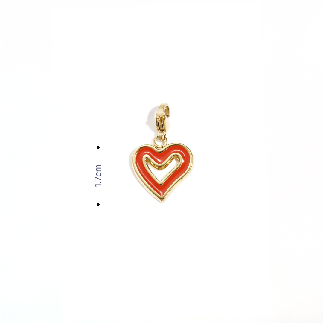 Rode hart contour bedel met afmeting