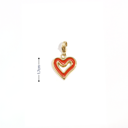 Rode hart contour bedel met afmeting