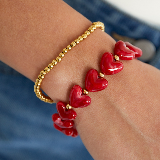 Rode hartjes kralen armband