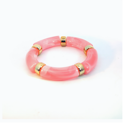 Rose gemarmerde gouden tube armband