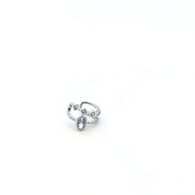 Ear cuff zilverkleurig dubbel met diamantjes
