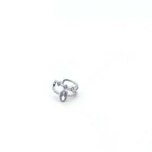 Ear cuff zilverkleurig dubbel met diamantjes