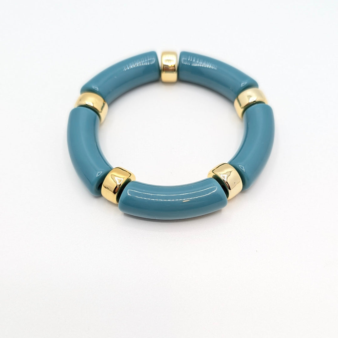 Turquoise gouden tube armband