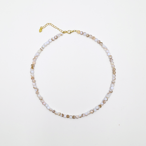 Beige natuursteen kralenketting