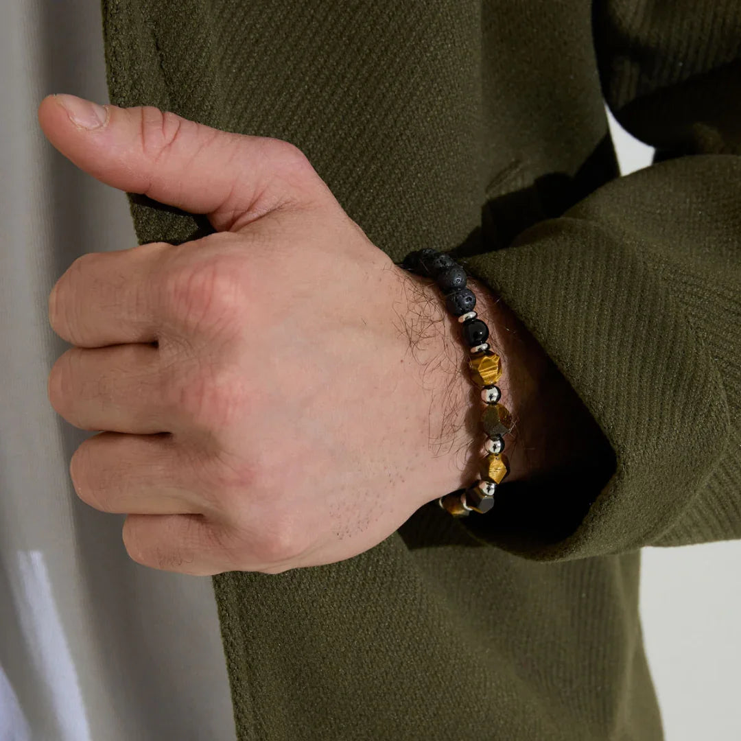 Armband heren kralenarband zwart