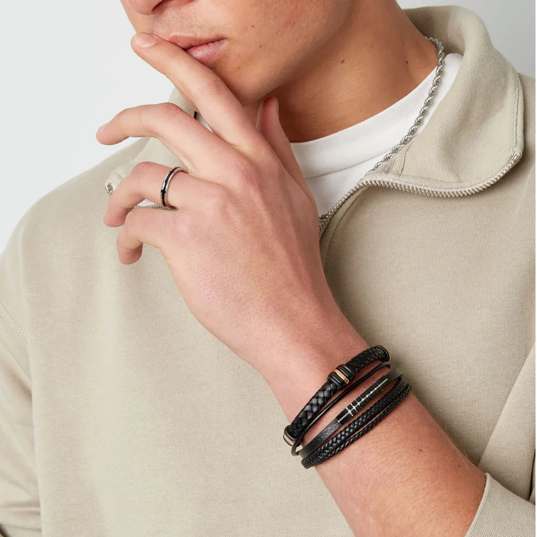 ARMBAND MANNEN GEVLOCHTEN ZWART