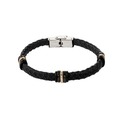 Armband heren gevlochten zwart goud