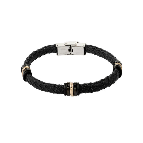 Armband heren gevlochten zwart goud