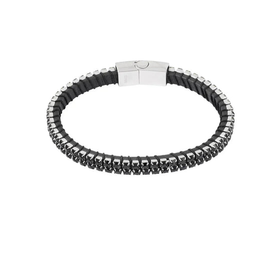 Armband heren stylish zwart zilver