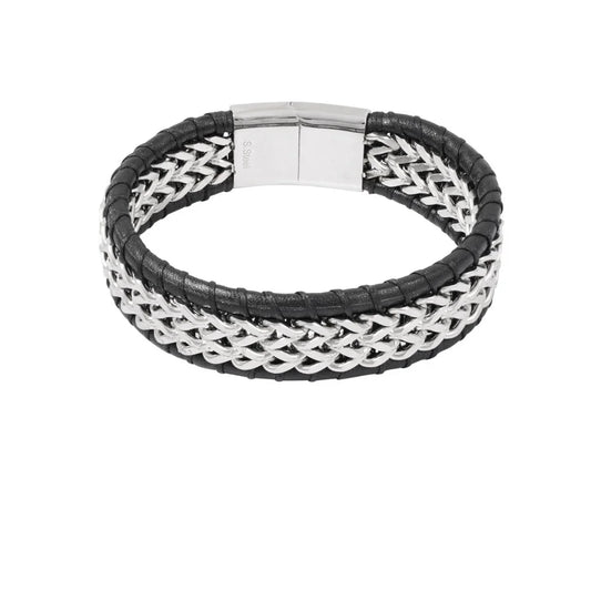 Armband heren schakelarmband zwart zilver