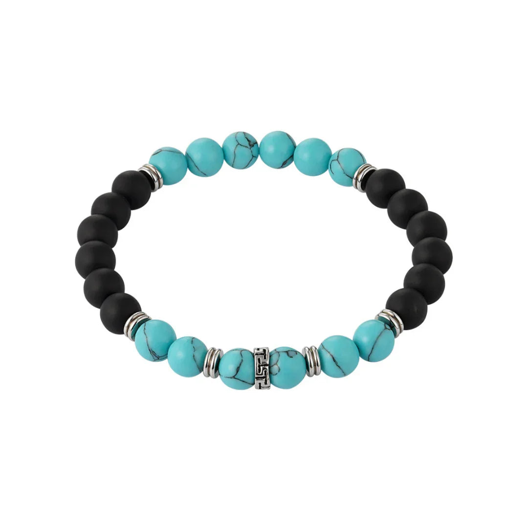 Armband heren kralenarmband Ibiza vibe zwart turquoise