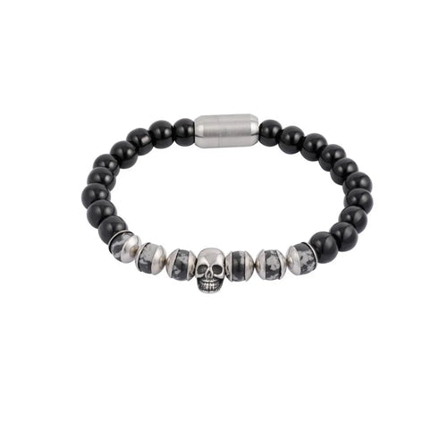 Armband heren Skull zwart, grijs, zilver