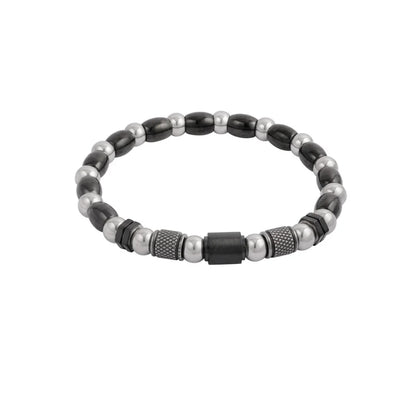 Armband heren zwart, zilver en kralen