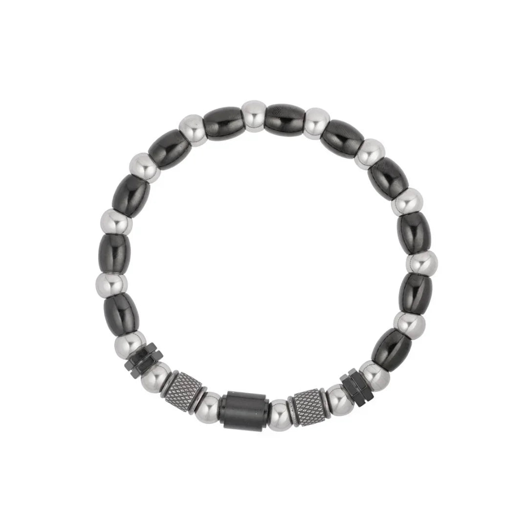 Armband heren zwart, zilver en kralen