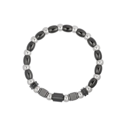 Armband heren zwart, zilver en kralen