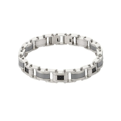 Armband heren geschakelde armband Classic zilver grijs