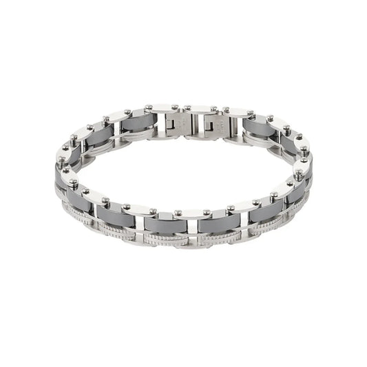 Armband heren schakelarmband zilver grijs