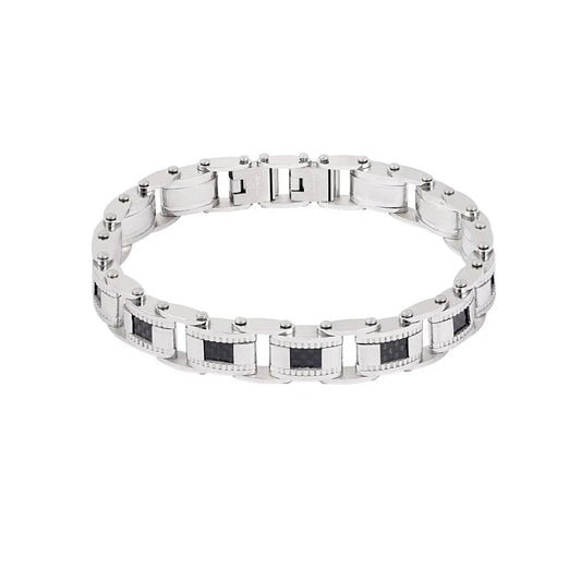 Armband heren schakelarmband zilver zwart