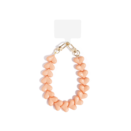 Zalmroze hartjes telefoonkoord