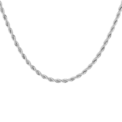 Zilveren gedraaide ketting L van stainless steel met rope structuur