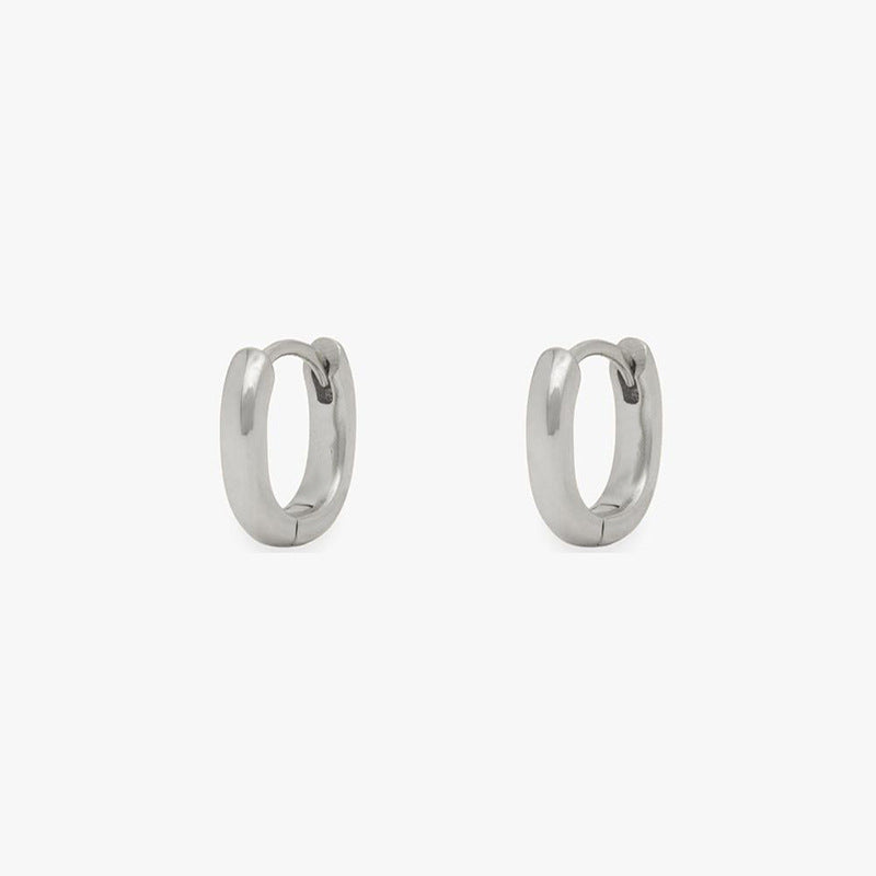 Zilveren langwerpig ovale oorring basic - S