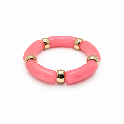 Zuurstokroze  gouden gemarmerde tube armband