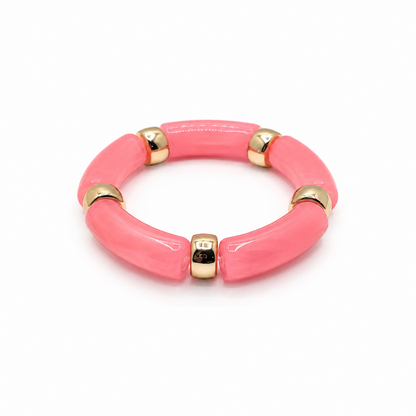 Zuurstokroze  gouden gemarmerde tube armband 