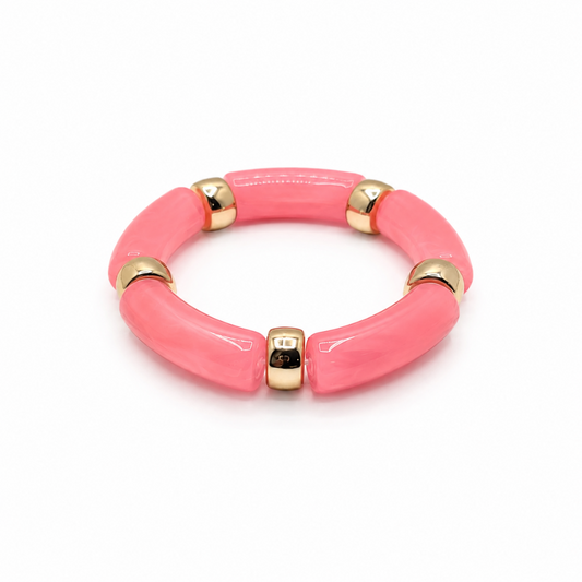Zuurstokroze  gouden gemarmerde tube armband 