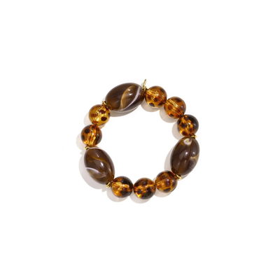 Amber bruine panter mixed chunky kralenarmband