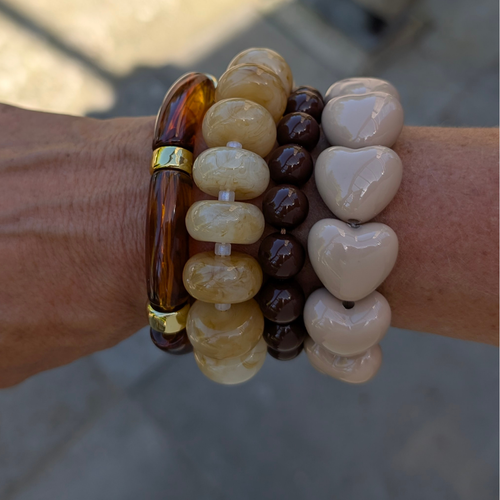 Amber marble gouden tube armband