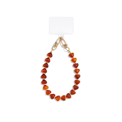 Amber bruine marble hartjes telefoonkoord Lieve