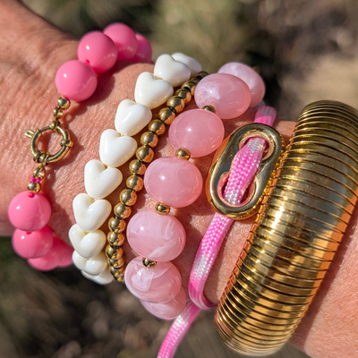 Gouden massieve kraaltjes armband