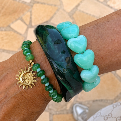 Armbandenset groen met hartjes & zon-maan