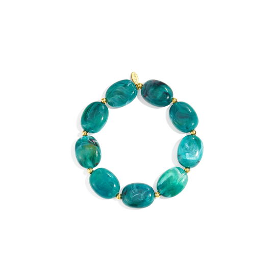 Grote kralen armband gemarmerd groen