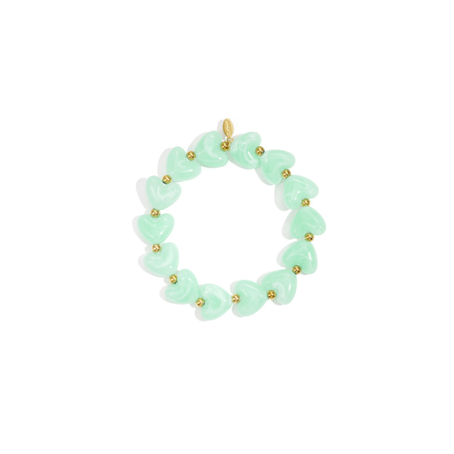 Mintgroene marble hartjes kralenarmband